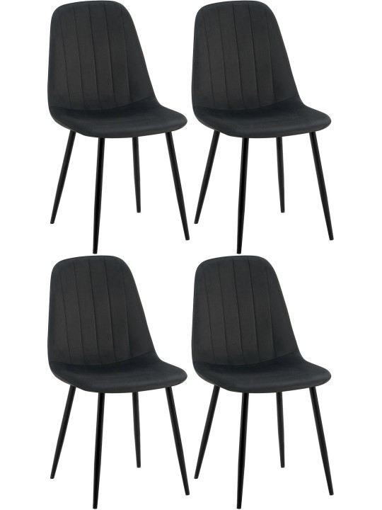 Set van 4 eetkamerstoelen Baxter fluweel, zwart