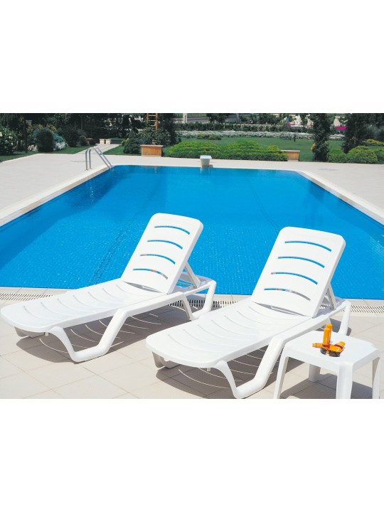 Set van 10 ligstoelen Bahama, wit