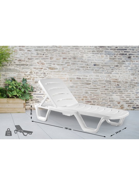 Set van 10 ligstoelen Bahama, wit