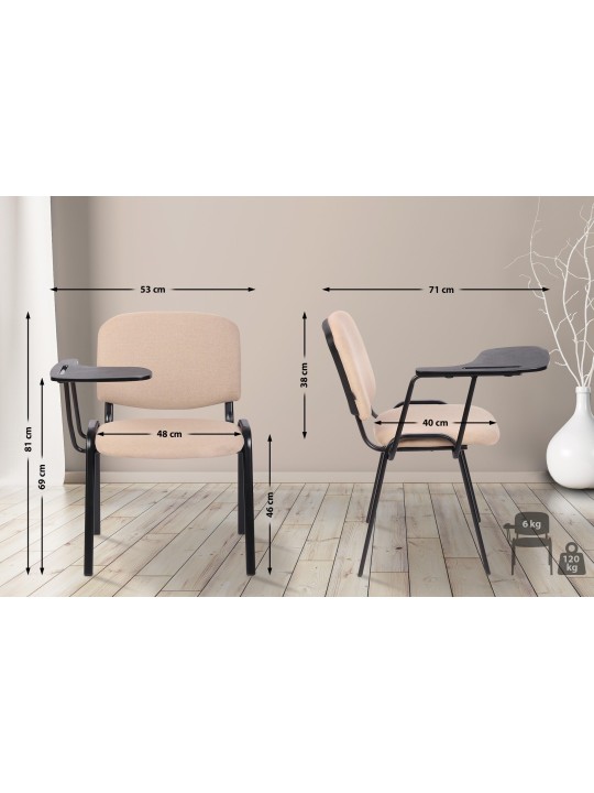 Set van 4 Ken stoelen met klaptafel stof, crème Set van 4 Ken stoelen met klaptafel stof, crème