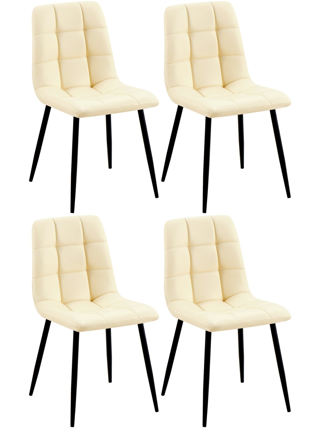 Set van 4 eetkamerstoelen Antibes kunstleer, crème