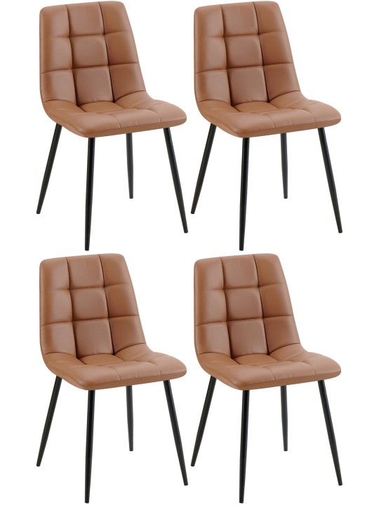 Set van 4 eetkamerstoelen Antibes kunstleer, donkerbruin