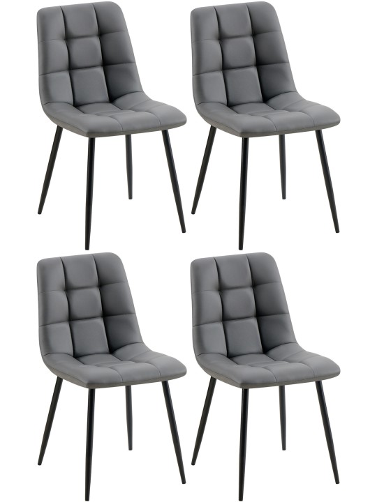 Set van 4 eetkamerstoelen Antibes kunstleer, donkergrijs Set van 4 eetkamerstoelen Antibes kunstleer, donkergrijs