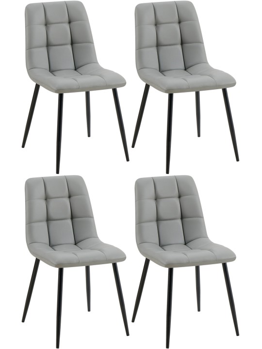 Set van 4 eetkamerstoelen Antibes kunstleer, lichtgrijs