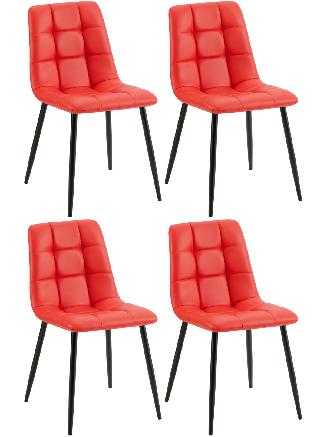 Set van 4 eetkamerstoelen Antibes kunstleer, rood
