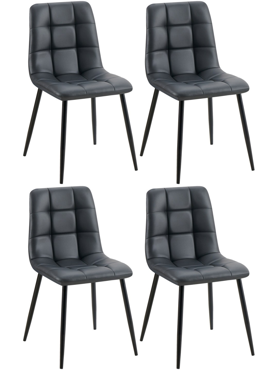 Set van 4 eetkamerstoelen Antibes kunstleer, zwart