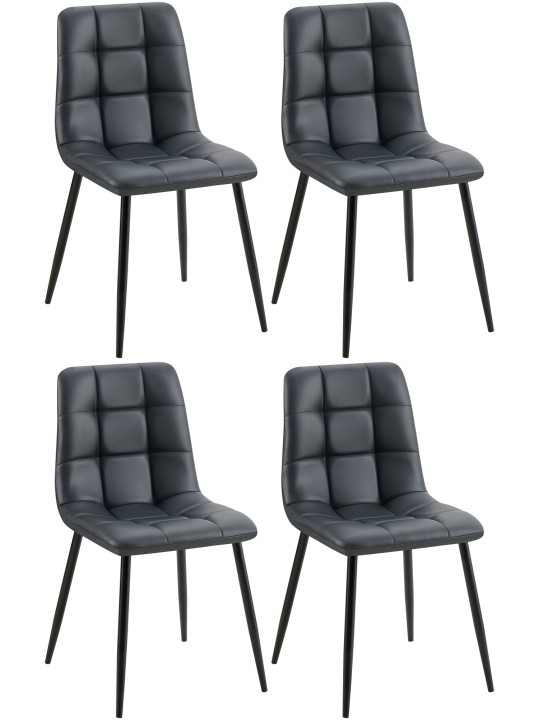 Set van 4 eetkamerstoelen Antibes kunstleer, zwart Set van 4 eetkamerstoelen Antibes kunstleer, zwart