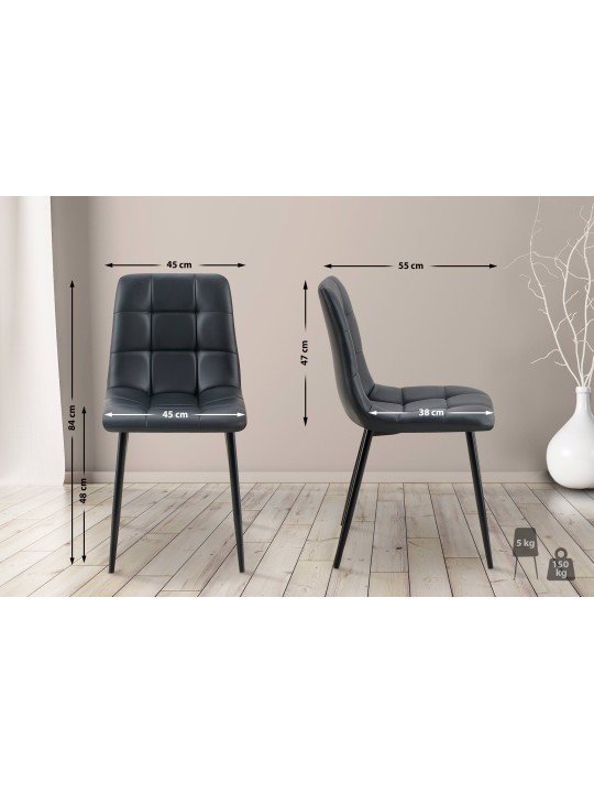 Set van 4 eetkamerstoelen Antibes kunstleer, zwart Set van 4 eetkamerstoelen Antibes kunstleer, zwart