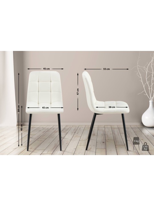 Set van 4 eetkamerstoelen Antibes kunstleer, wit