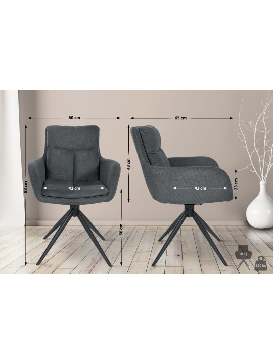 Eetkamerstoel Vilas stof, donkergrijs Eetkamerstoel Vilas stof, donkergrijs