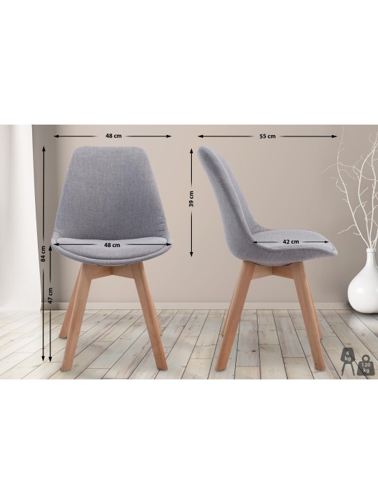 Bezoekersstoel Borneo V2 Natura stof, grijs