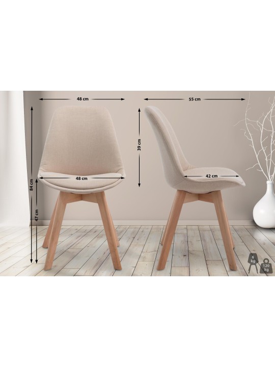 Bezoekersstoel Borneo V2 Natura stof, crème