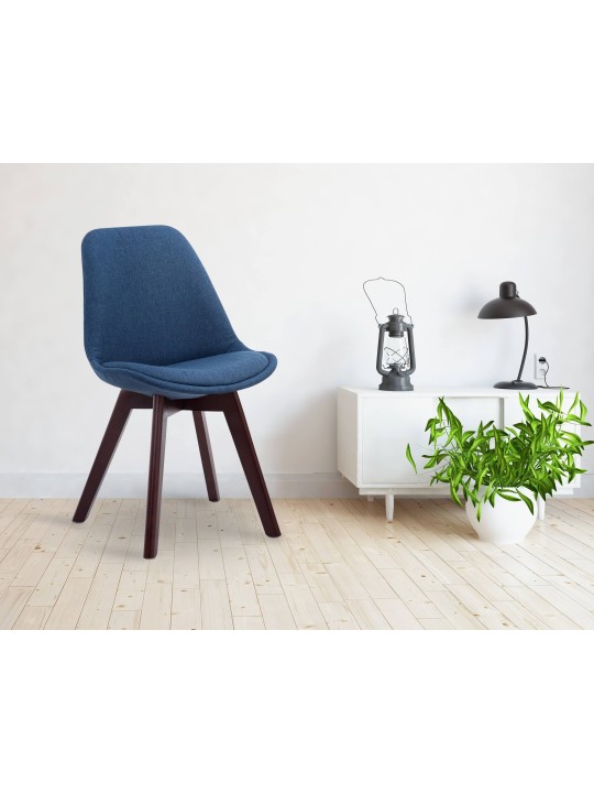 Bezoekersstoel Borneo V2 walnoot stof, blauw