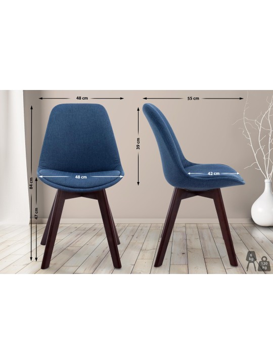 Bezoekersstoel Borneo V2 walnoot stof, blauw