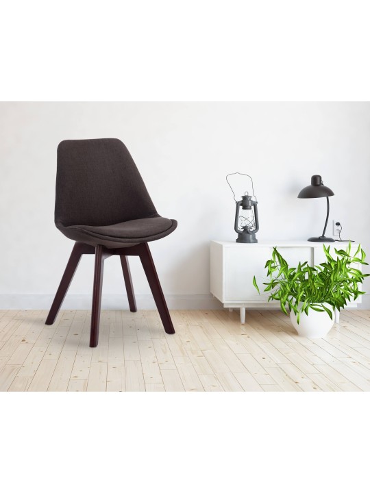 Bezoekersstoel Borneo V2 walnoot stof, donkergrijs