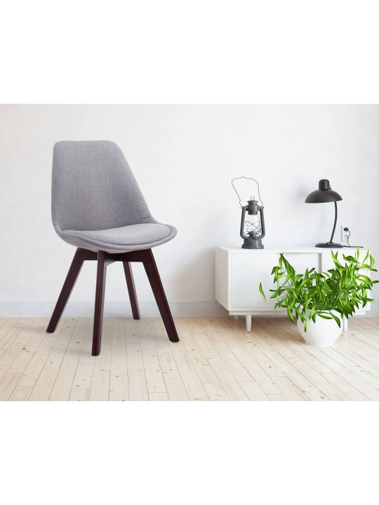 Bezoekersstoel Borneo V2 walnoot stof, grijs