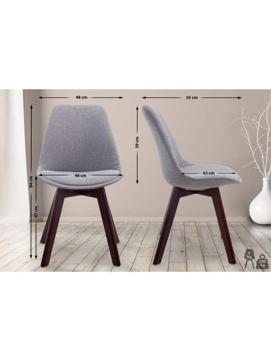 Bezoekersstoel Borneo V2 walnoot stof, grijs