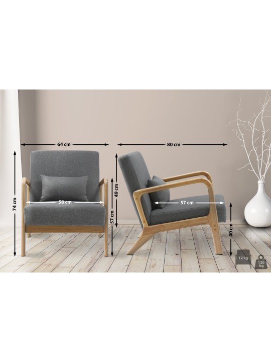 Fauteuil Hibbing stof, lichtgrijs