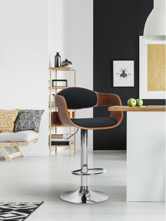 Barkruk Kingston C, walnoot/zwart Barkruk Kingston C, walnoot/zwart