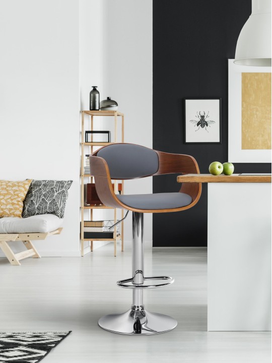 Barkruk Kingston C kunstleer, walnoot/grijs Barkruk Kingston C kunstleer, walnoot/grijs