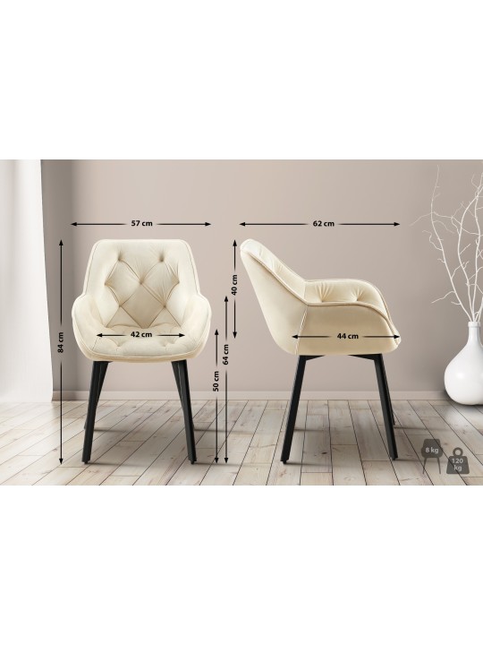 Eetkamerstoel Antigo fluweel, crème Eetkamerstoel Antigo fluweel, crème