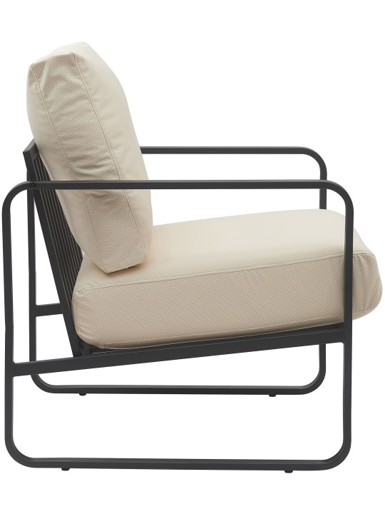 Ligstoel Manea kunstleer, crème