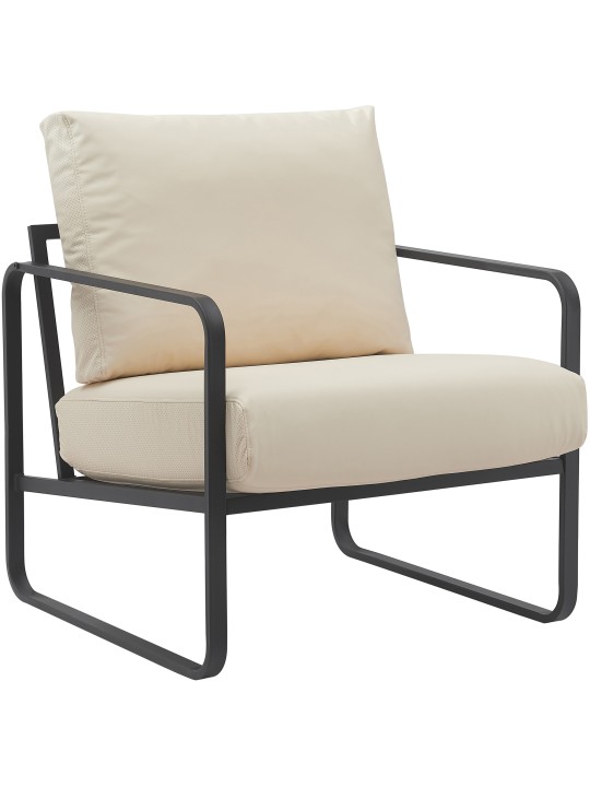 Ligstoel Manea kunstleer, crème