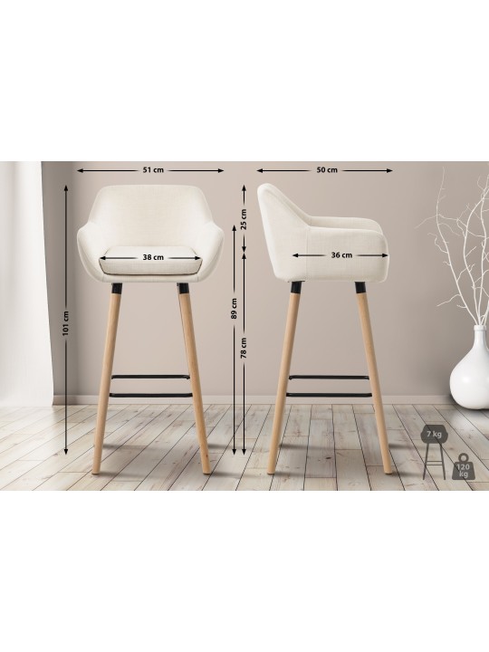 Set van 2 barkrukken Grant stof, beige Set van 2 barkrukken Grant stof, beige