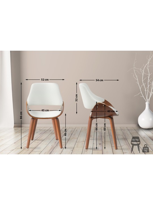 Eetkamerstoel Vangale kunstleer, walnoot/wit