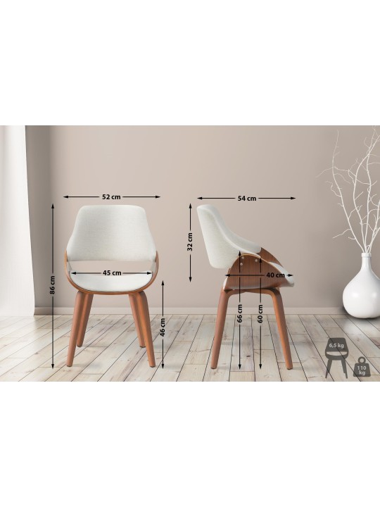 Eetkamerstoel Vangale stof, walnoot/crème Eetkamerstoel Vangale stof, walnoot/crème