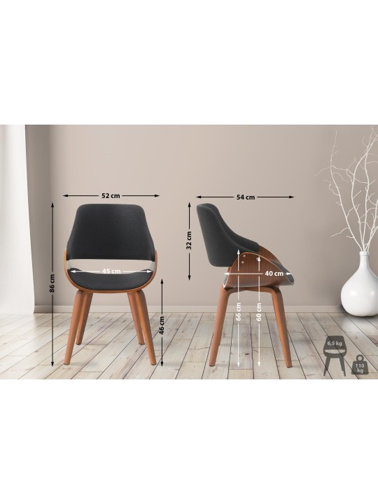 Eetkamerstoel Vangale stof, walnoot/zwart Eetkamerstoel Vangale stof, walnoot/zwart