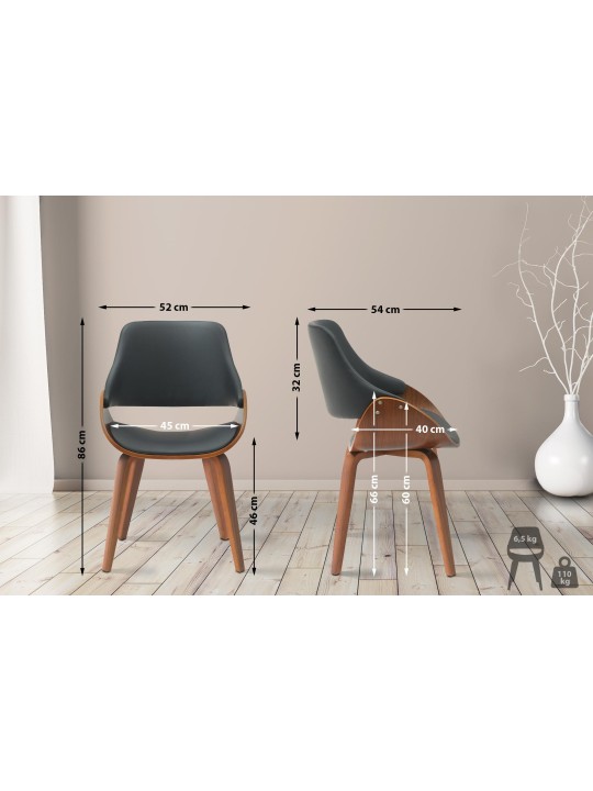 Eetkamerstoel Vangale kunstleer, walnoot/zwart Eetkamerstoel Vangale kunstleer, walnoot/zwart