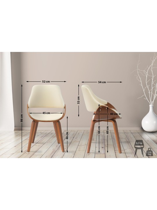 Eetkamerstoel Vangale kunstleer, walnoot/crème