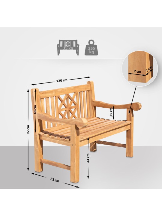 Teakhouten bank Florida 120 cm met deksel, teak Teakhouten bank Florida 120 cm met deksel, teak
