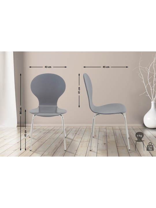 Set van 2 bezoekersstoelen Diego, grijs