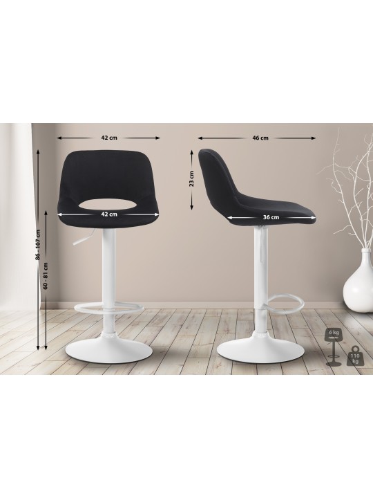 Barkruk Camden fluweel, zwart