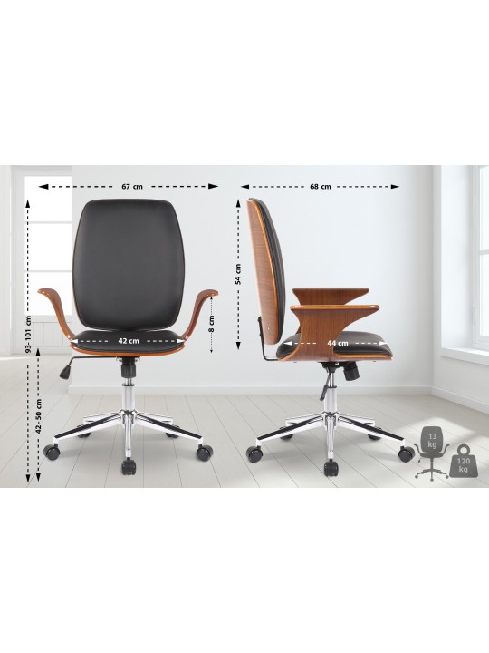 Bureaustoel Burbank kunstleer, walnoot/zwart