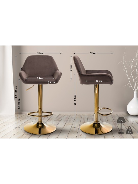 Barkruk Braga Goud Fluweel, bruin