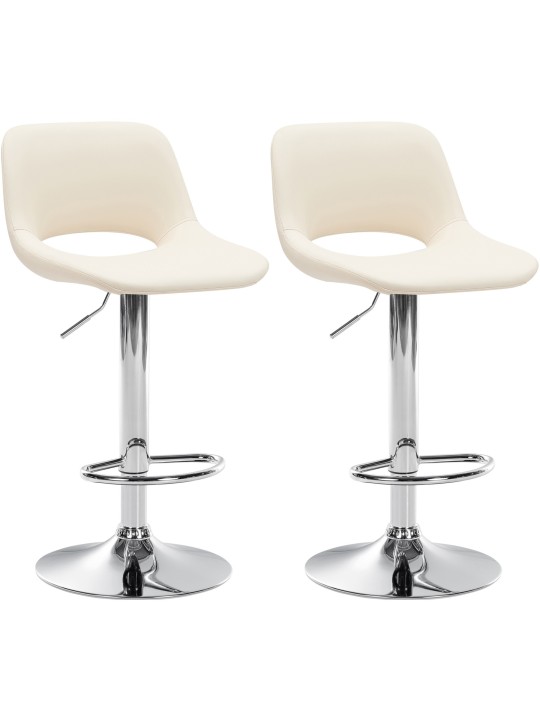 Set van 2 barkrukken Camden kunstleer chroom, crème