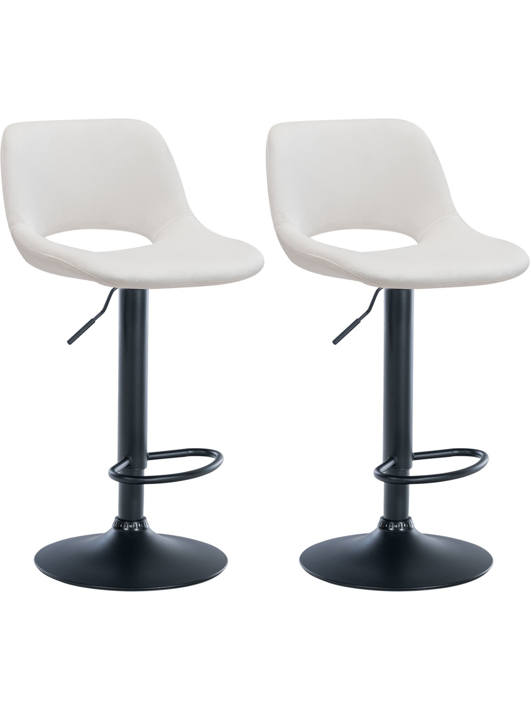 Set van 2 barkrukken Camden fluweel, crème