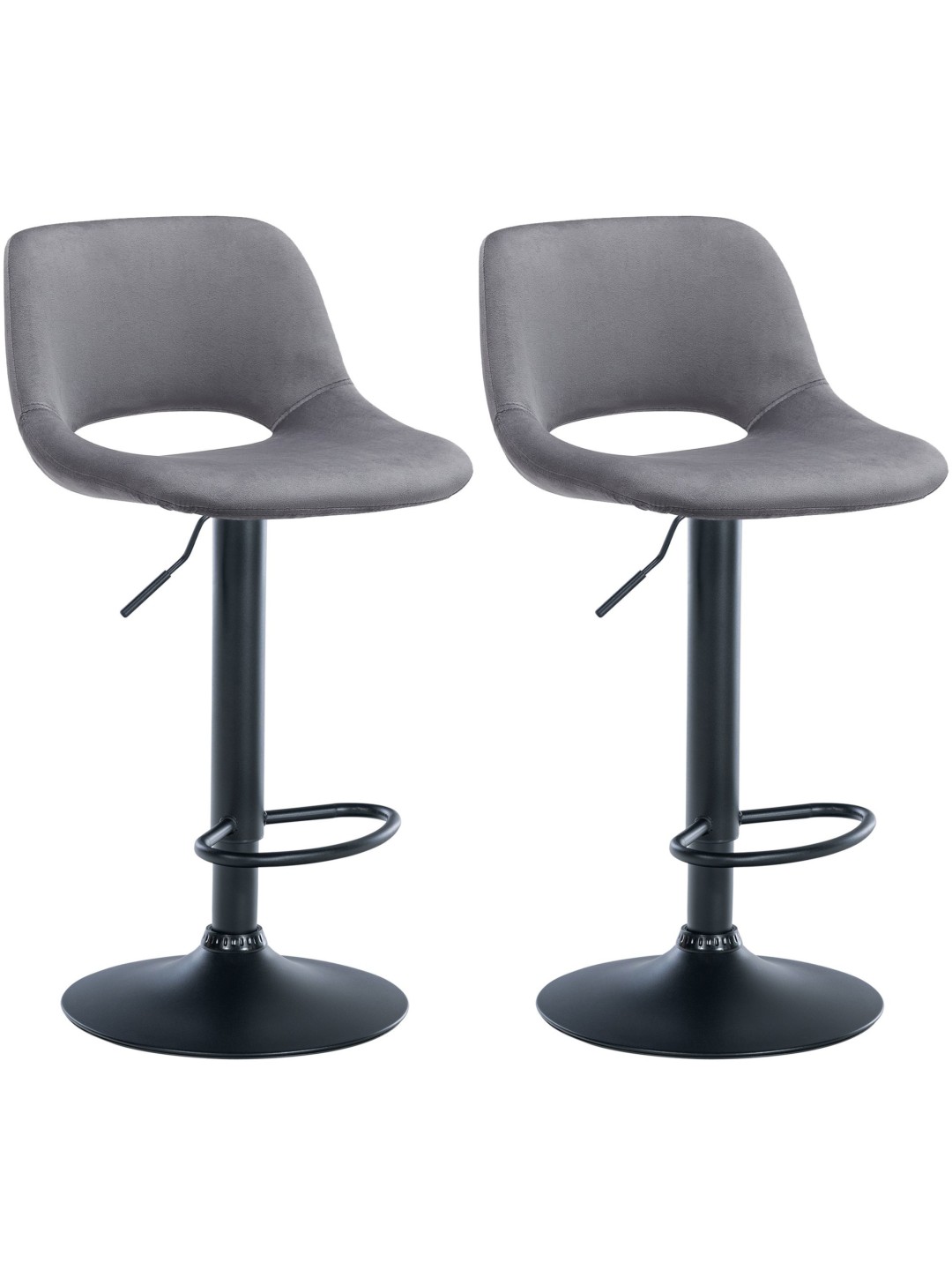 Set van 2 barkrukken Camden fluweel, donkergrijs