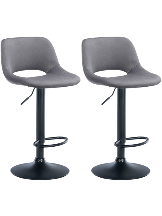 Set van 2 barkrukken Camden fluweel, donkergrijs