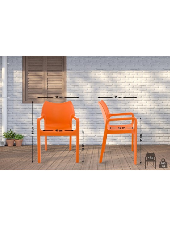 Set van 4 stoelen Diva, oranje Set van 4 stoelen Diva, oranje