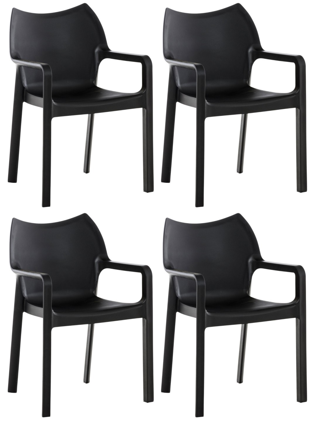 Set van 4 stoelen Diva, zwart