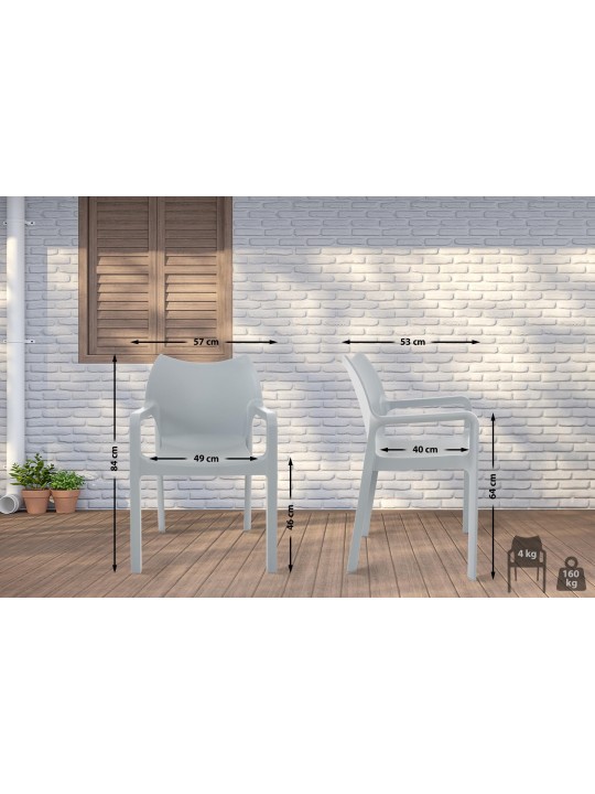Set van 4 stoelen Diva, lichtgrijs Set van 4 stoelen Diva, lichtgrijs