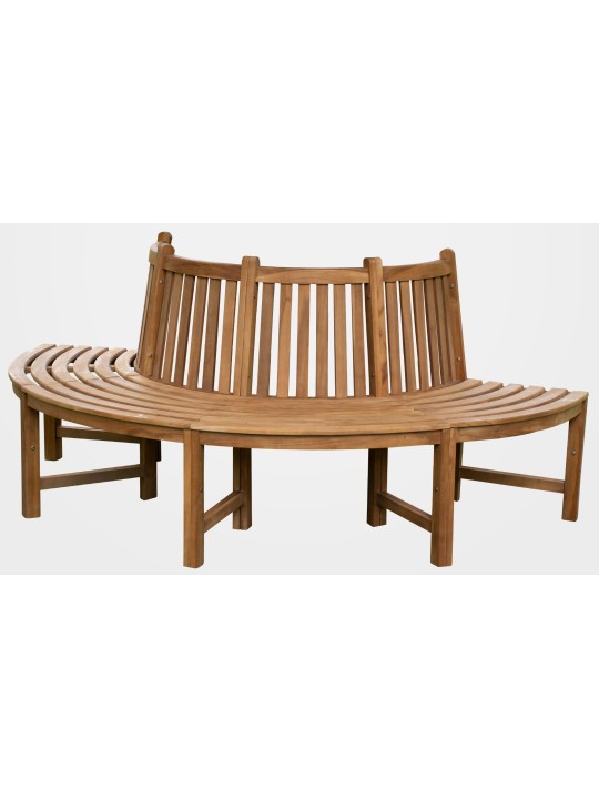 Boombank Heren 206cm halfrond met rugleuning, bruin