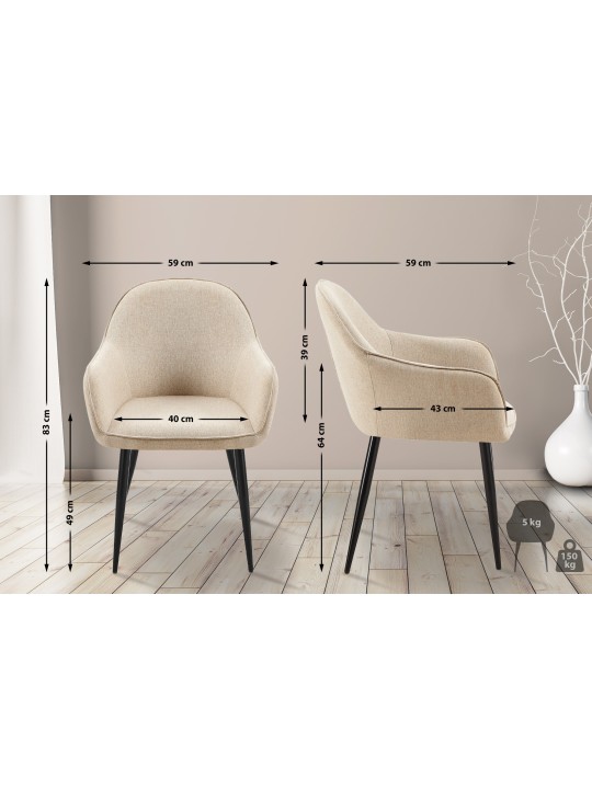 Eetkamerstoel Boise stof, taupe