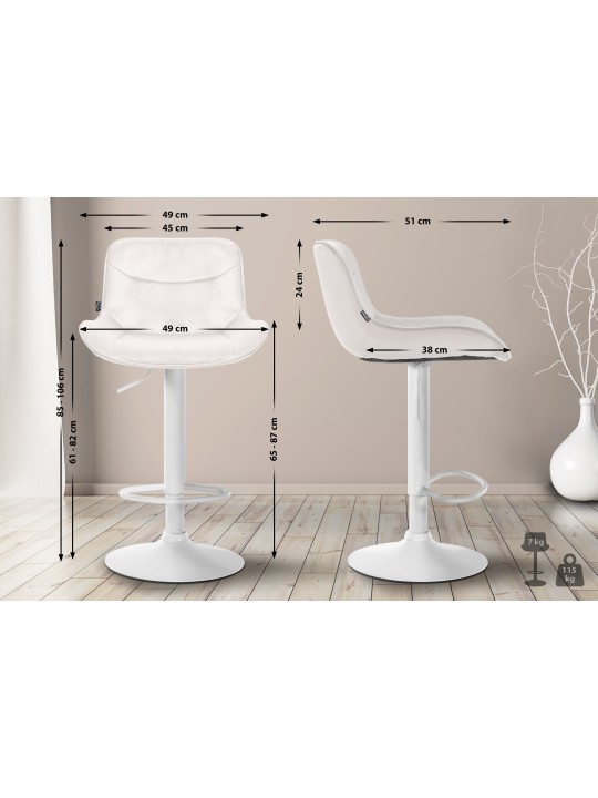 Set van 2 barkrukken Vonore fluweel, crème Set van 2 barkrukken Vonore fluweel, crème