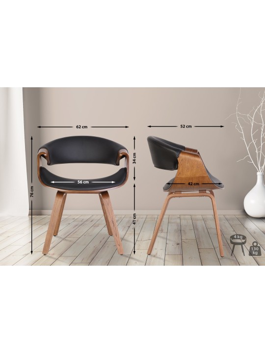 Set van 2 eetkamerstoelen Foley kunstleer, eiken/zwart