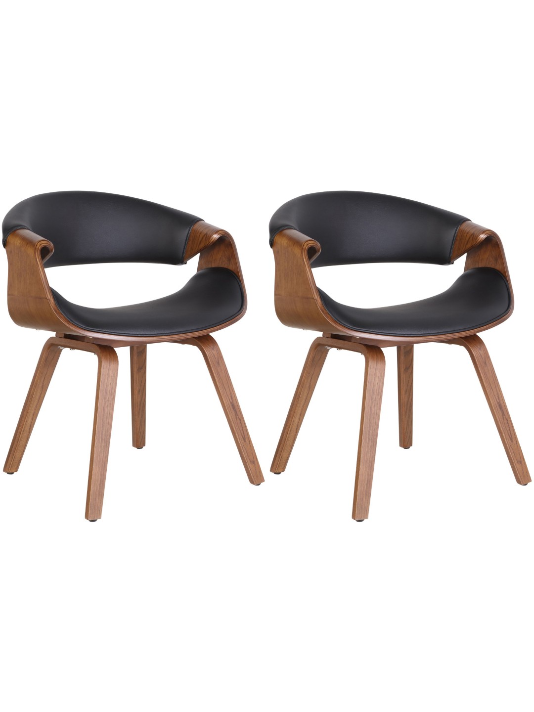Set van 2 eetkamerstoelen Foley kunstleer, eiken/zwart